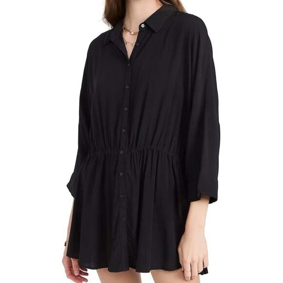 L*Space Pacifica Tunic Coverup Cream Gauze Button Down Resort Size M/L Beachy - Picture 1 of 8